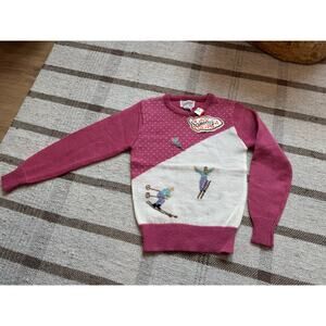 Vintage Currants Jeri-Jo Girls 12 Ski Sweater New Pink White Knit Winter
